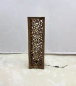 Ceviz Ağacından El Oyma Dekoratif Abajur - Ahşap Abajur 25x25x80 cm - Görsel 2